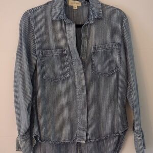 Anthropology Cloth Stone Chambray Striped button down shirt